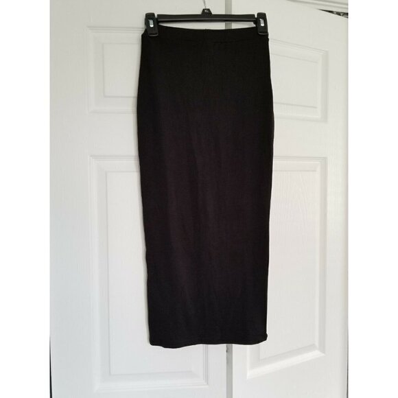 Women's Elastic Waist Lightweight Bodycon Pencil Stretch Midi Skirt, Black Sz XS - Picture 1 of 6
